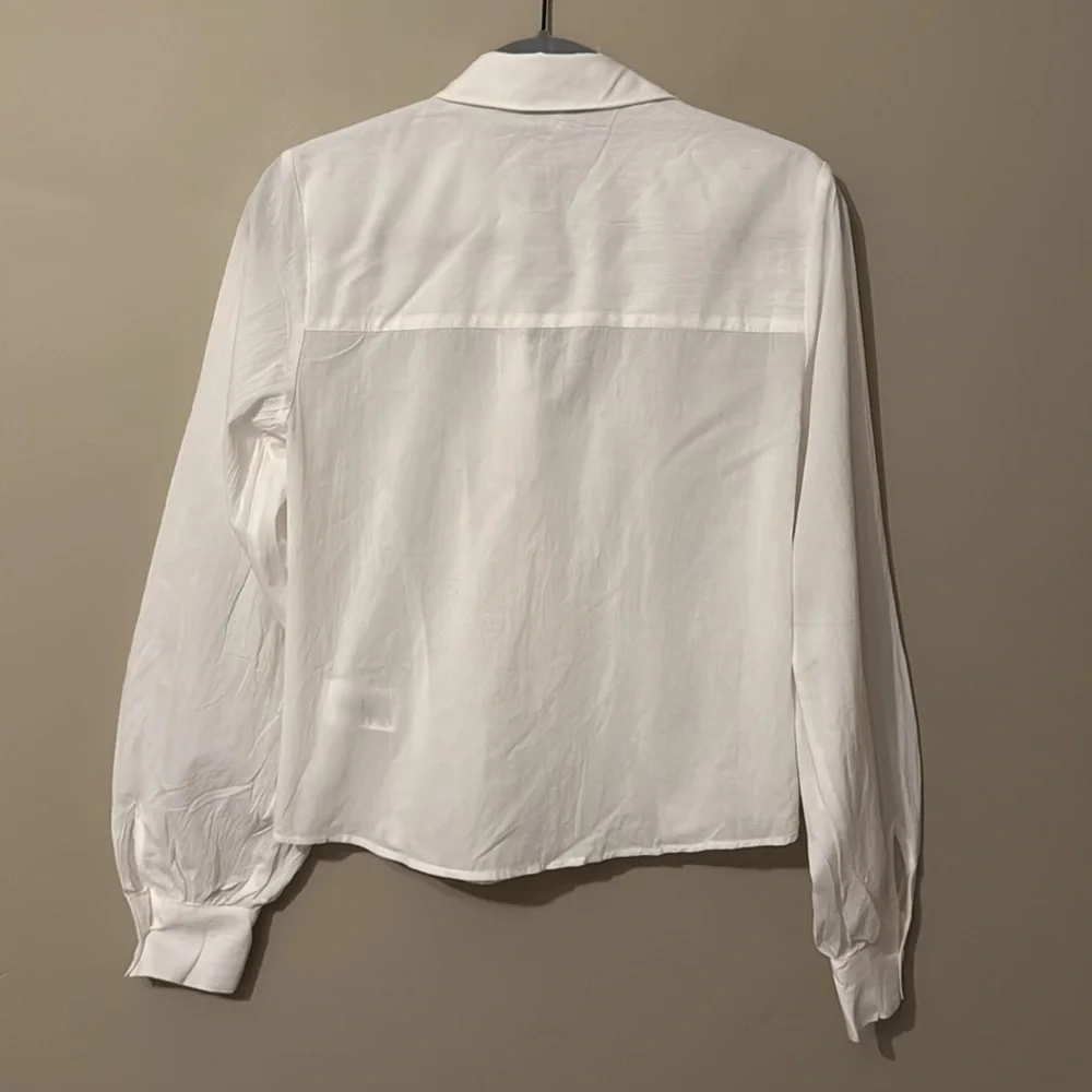 NWT- Joe’s Pleated Long Sleeve Button-Up Shirt, White, XS - Picture 10 of 12